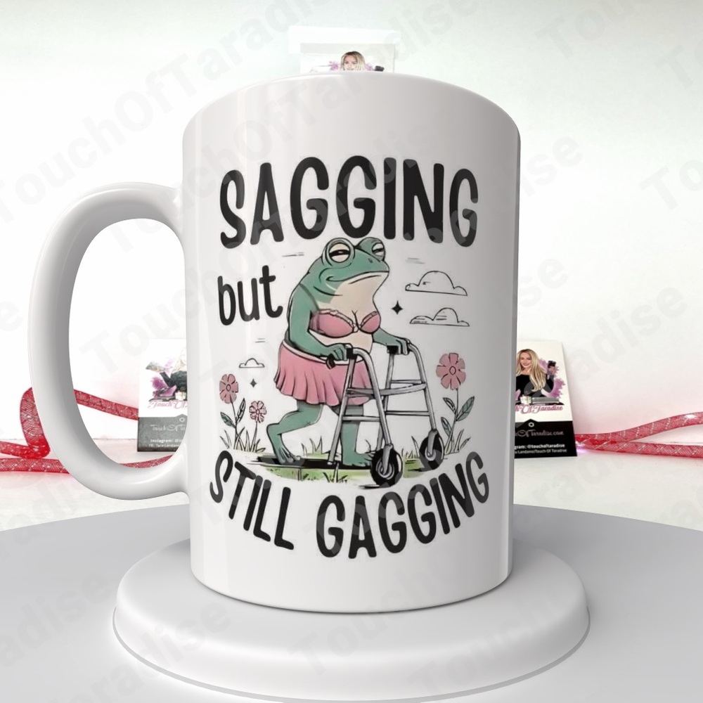 White Ceramic Mug with Humorous Frog Design